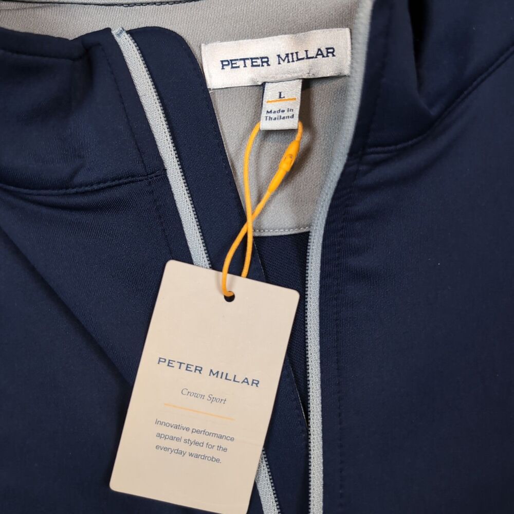 Peter Millar Perth Performance 1/4 Zip Pullover Mens Large Navy Blue NWT NEW - Picture 2 of 12